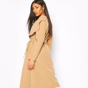 NWOT Camel Belted Shawl Collar Pea Coat